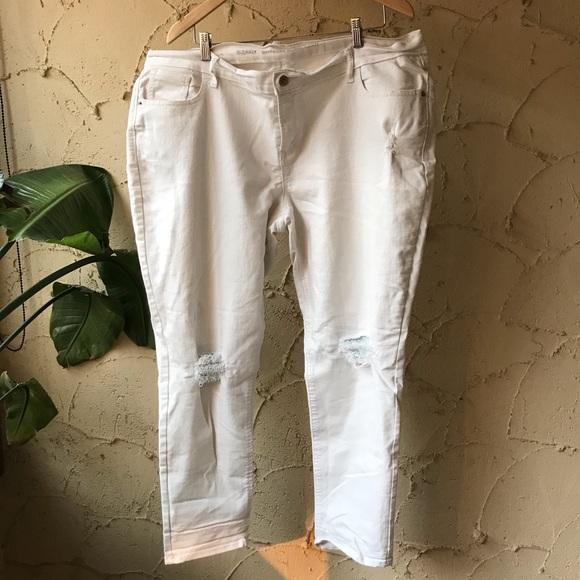 White Distressed Skinny Boyfriend Jeans plus size - Picture 4 of 5